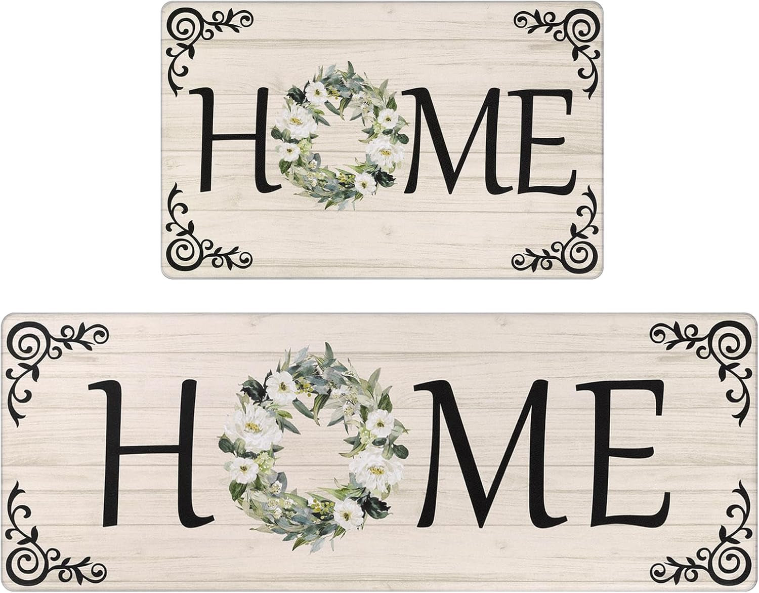 Kitchen Mats for Floor Set of 2 Thick anti Fatigue Mat for Cushioned, Waterproof Non-Slip Rugs Comfort Standing Chef Mat for Kitchen Sink, Laundry Room, Farmhouse Home Decor