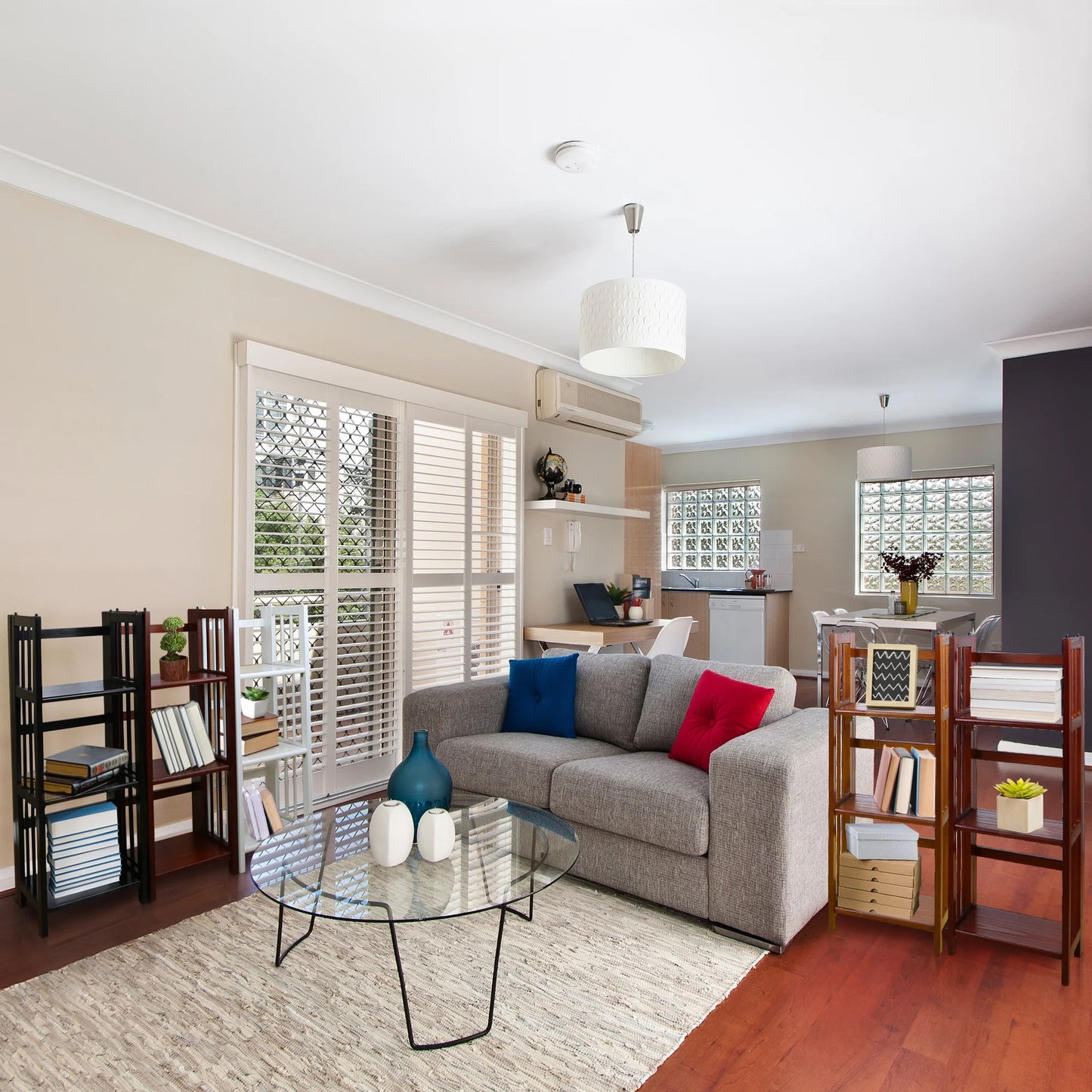 3 Shelf 14 Inch Folding Office Furniture Wood Bookcase, Mahogany