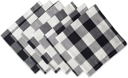 Buffalo Check Collection, Classic Farmhouse Cloth Napkin Set, 20X20, Red & Black, 6 Piece