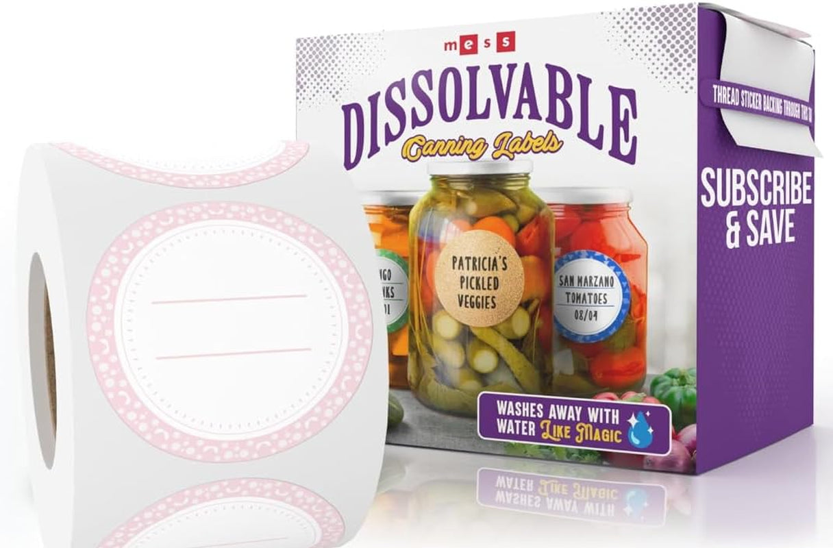 Canning Labels Dissolvable Stickers for Mason Jars and More (2" round 200/Roll) Canning Supplies Washes off in Seconds like Magic - Jar Labels Homemade Jam, Jelly, and More (Slate)