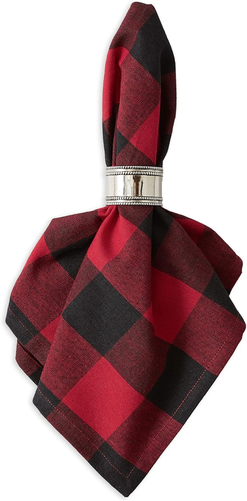 Buffalo Check Collection, Classic Farmhouse Cloth Napkin Set, 20X20, Red & Black, 6 Piece
