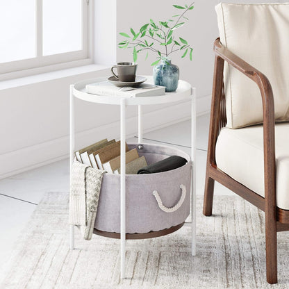 round Modern Side Accent or End Table for Living Room and Bedroom and Nursery Room