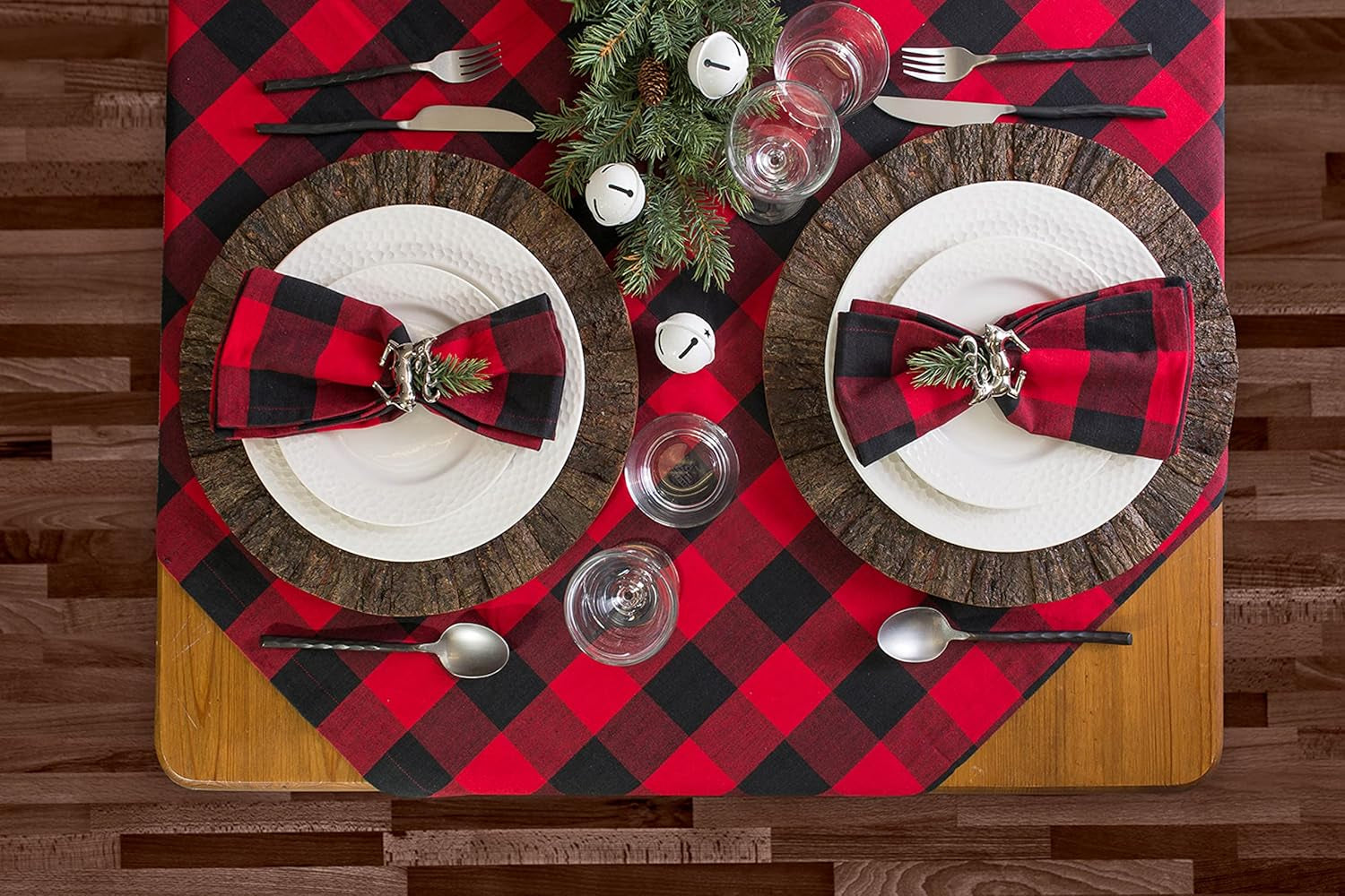 Buffalo Check Collection, Classic Farmhouse Cloth Napkin Set, 20X20, Red & Black, 6 Piece