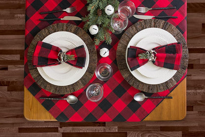 Buffalo Check Collection, Classic Farmhouse Cloth Napkin Set, 20X20, Red & Black, 6 Piece