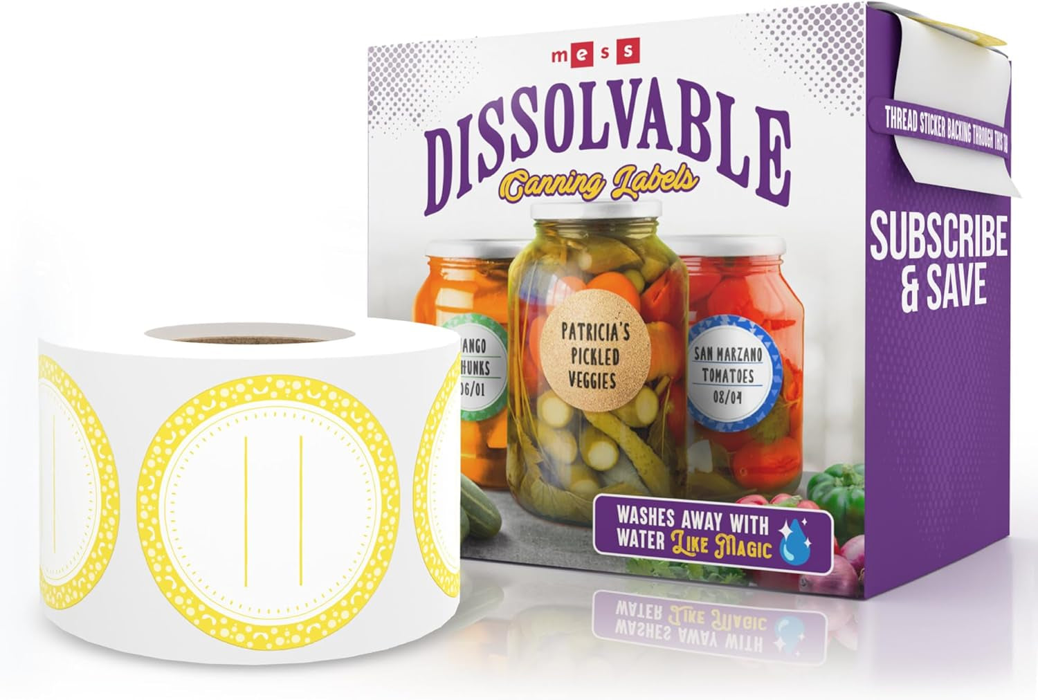 Canning Labels Dissolvable Stickers for Mason Jars and More (2" round 200/Roll) Canning Supplies Washes off in Seconds like Magic - Jar Labels Homemade Jam, Jelly, and More (Slate)