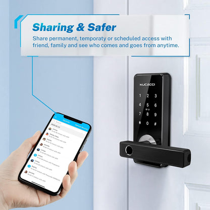 Stainless Steel Smart Door Lock,  Keypad Door Lock with Handle, Biometric Fingerprint Door Lock, Keyless Entry Door Lock, Wifi Smart Locks for Front Door for Home, Hotel, Office