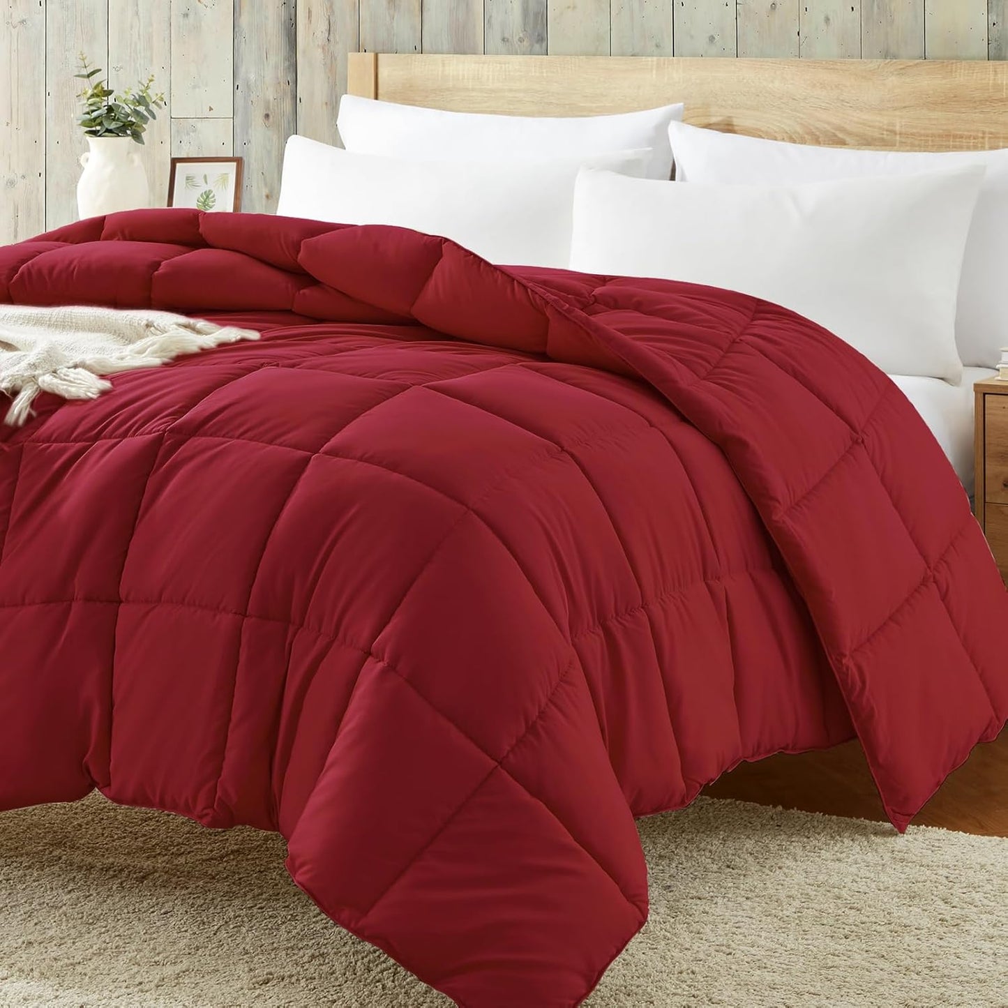 Twin Comforter Duvet Insert - Purple down Alternative Bed Comforter Twin Size, Lightweight Bedding Comforters Quilted Soft All Season Reversible Plum/Light Purple