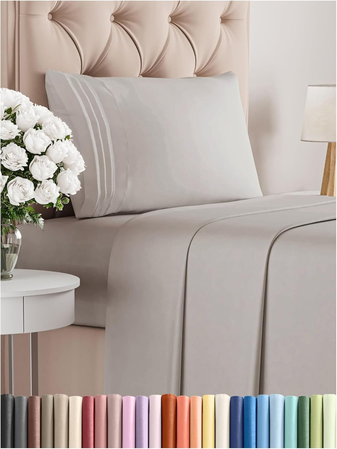 Queen Size 4 Piece Sheet Set - Comfy Breathable & Cooling Bed Sheets Set - Hotel Luxury Bedding for Women, Men, Kids, Teens, Boys & Girls - Deep Pockets, Ultra-Soft, Wrinkle Free - Oeko-Tex - Khaki