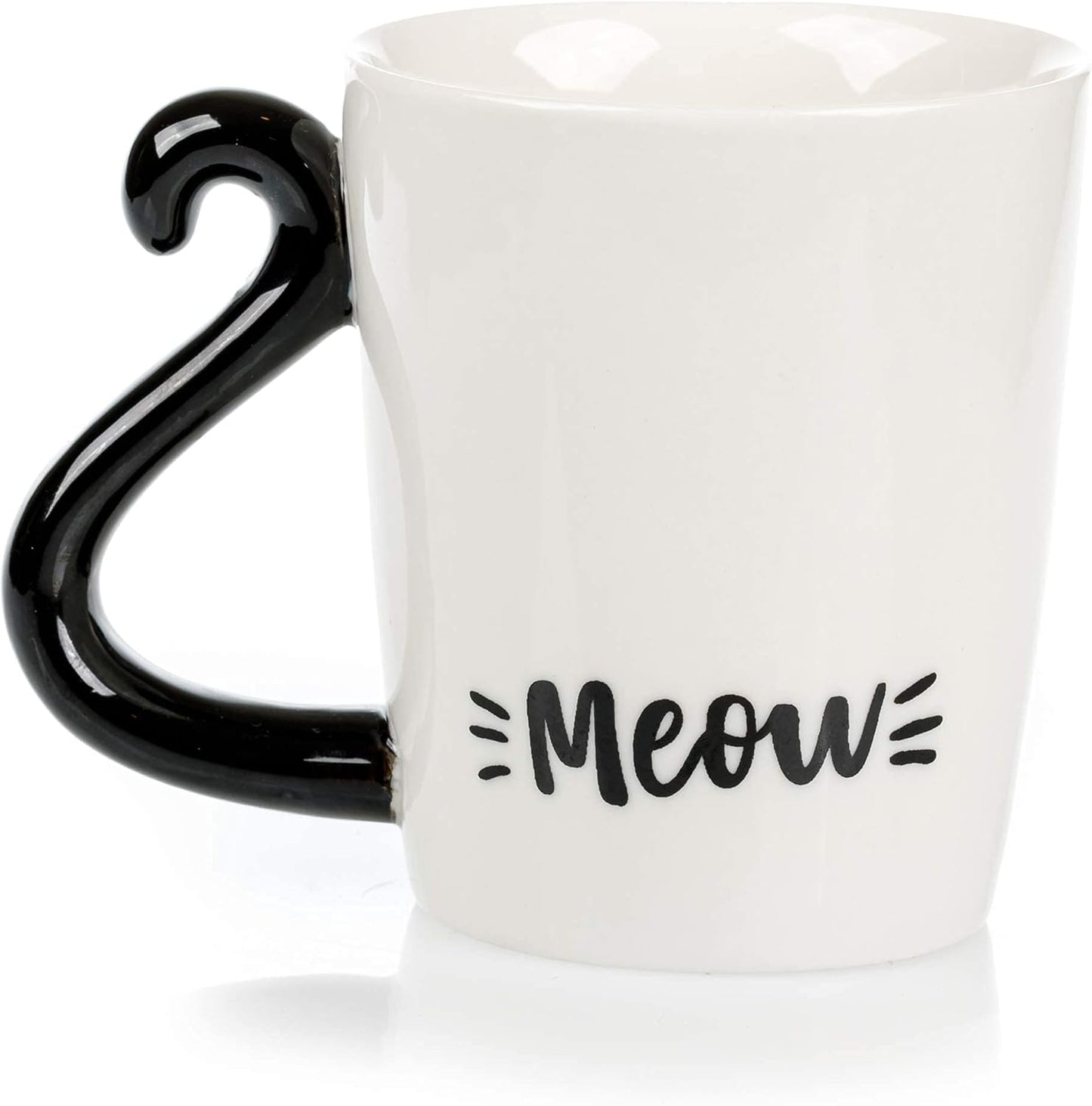 Cat Mug and Coaster Set - Little Black Cat Mug with Ceramic Coaster - 3D Novelty Coffee Mug with Tail Cat Handle - Cute Birthday Gift