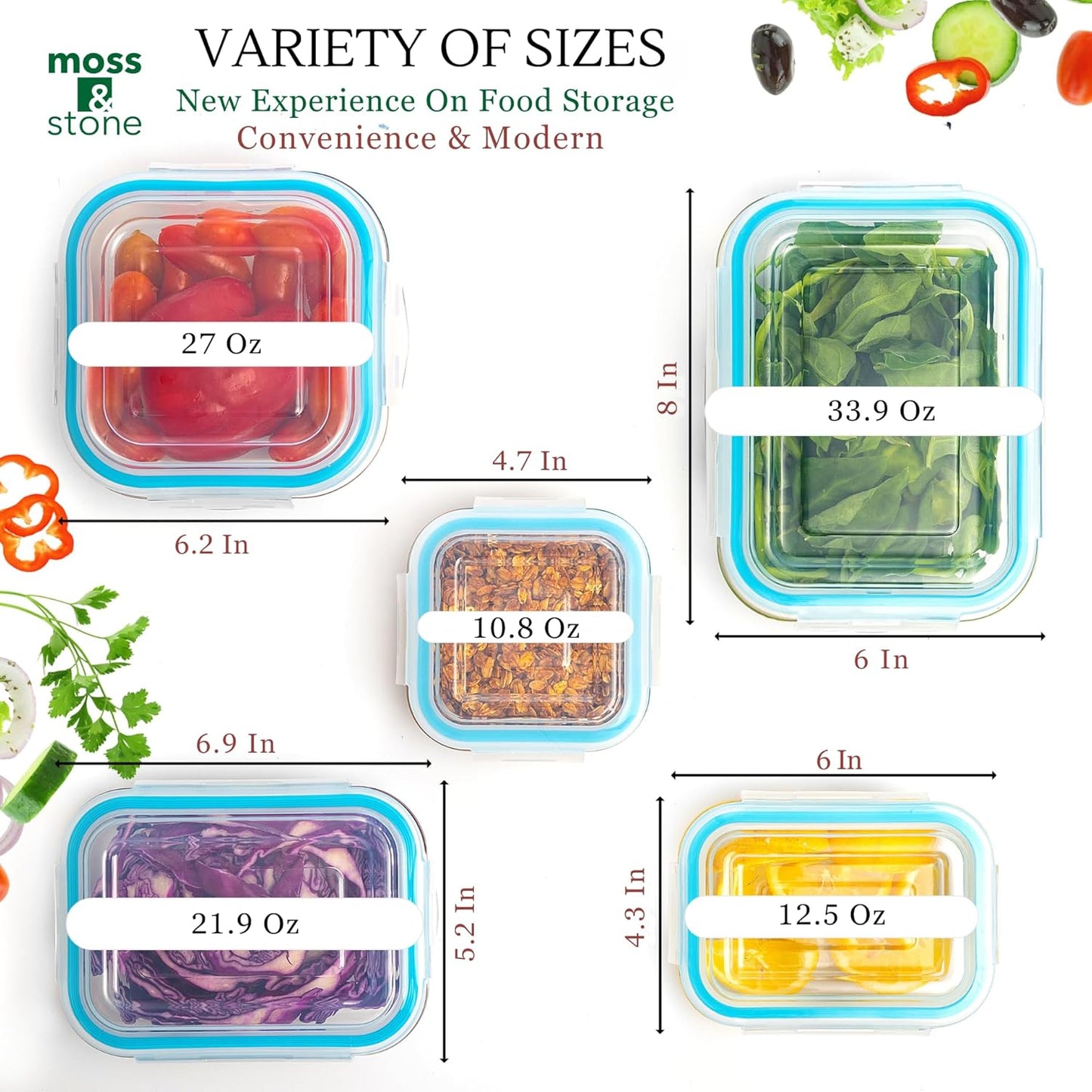 10-Piece Kitchen Glass Food Storage Containers Set with Lids, Clear Leak-Proof, Bpa-Free Airtight Meal Prep Glass Containers – Oven, Freezer, Microwave & Dishwasher Safe