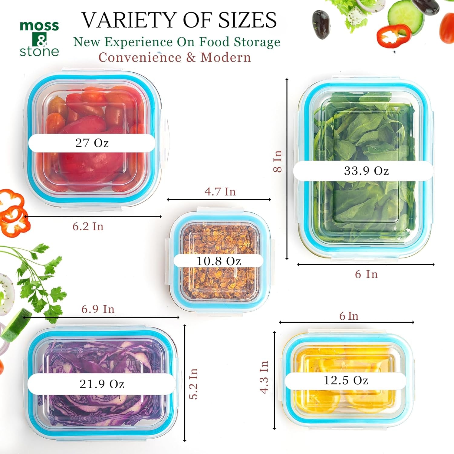 10-Piece Kitchen Glass Food Storage Containers Set with Lids, Clear Leak-Proof, Bpa-Free Airtight Meal Prep Glass Containers – Oven, Freezer, Microwave & Dishwasher Safe