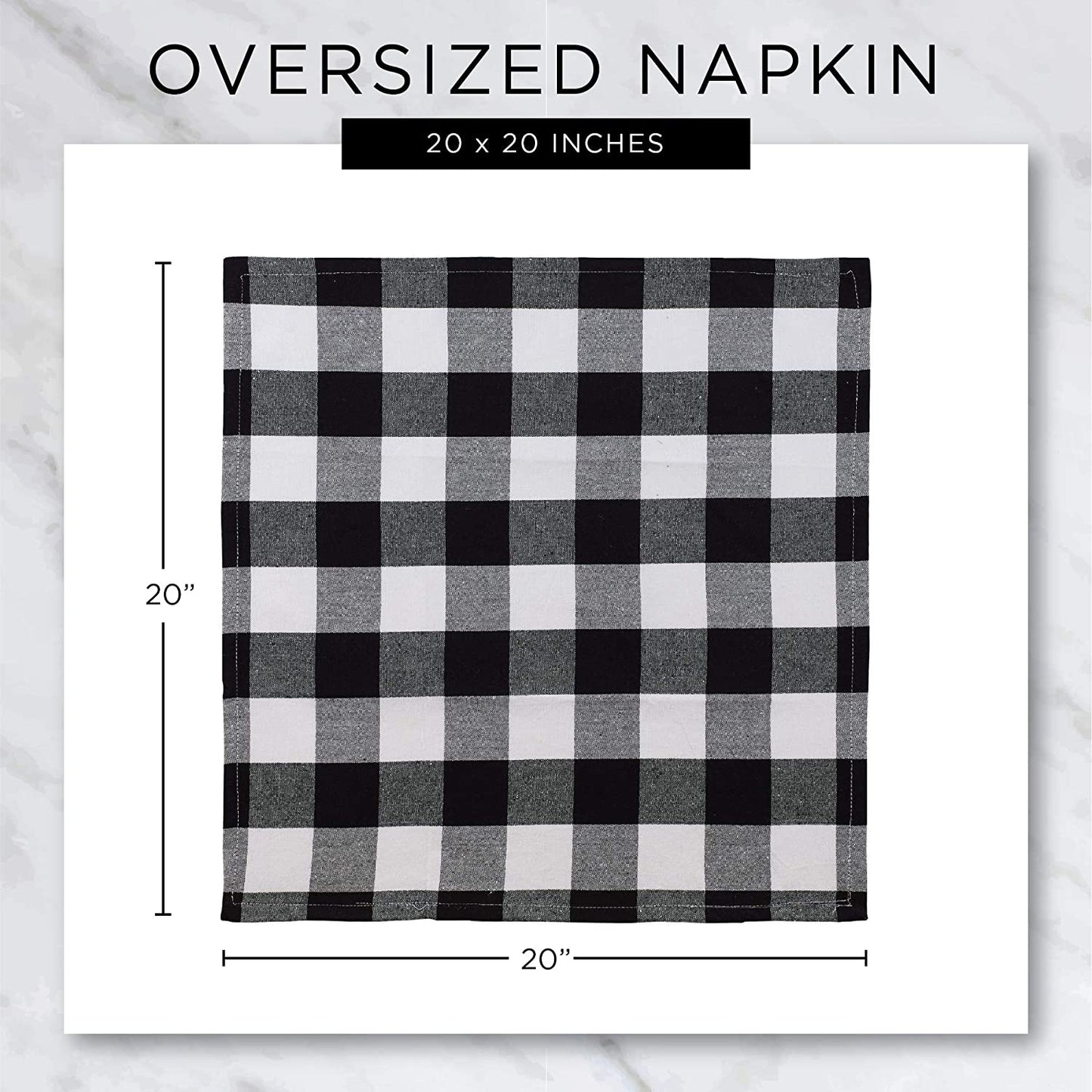 Buffalo Check Collection, Classic Farmhouse Cloth Napkin Set, 20X20, Red & Black, 6 Piece