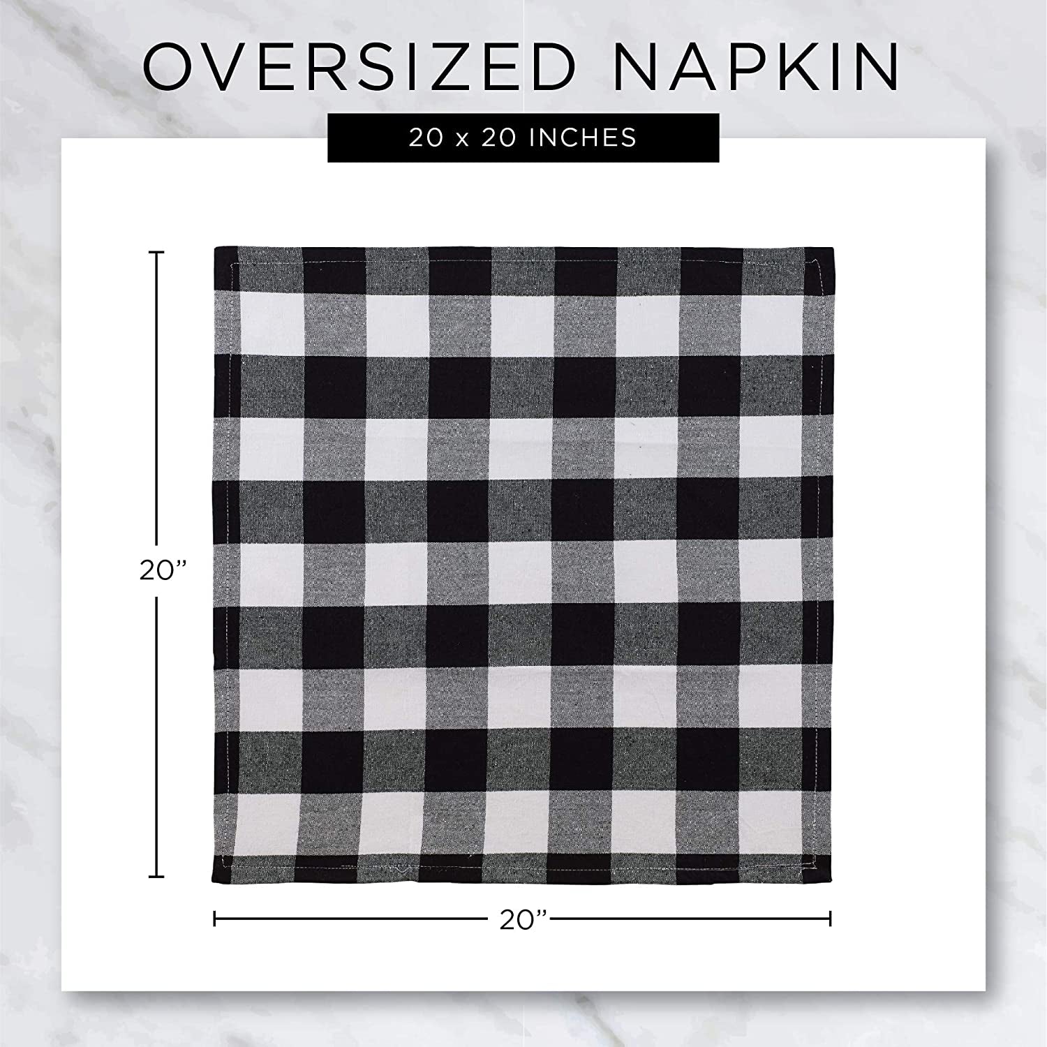 Buffalo Check Collection, Classic Farmhouse Cloth Napkin Set, 20X20, Red & Black, 6 Piece