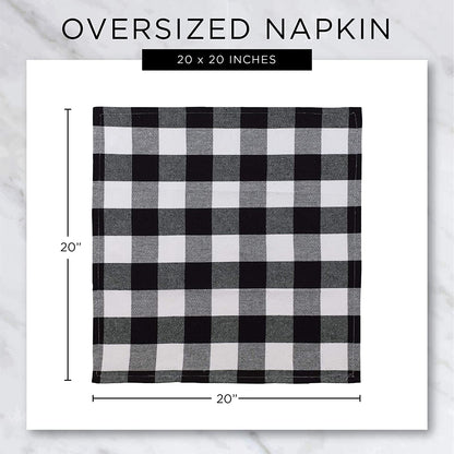 Buffalo Check Collection, Classic Farmhouse Cloth Napkin Set, 20X20, Red & Black, 6 Piece