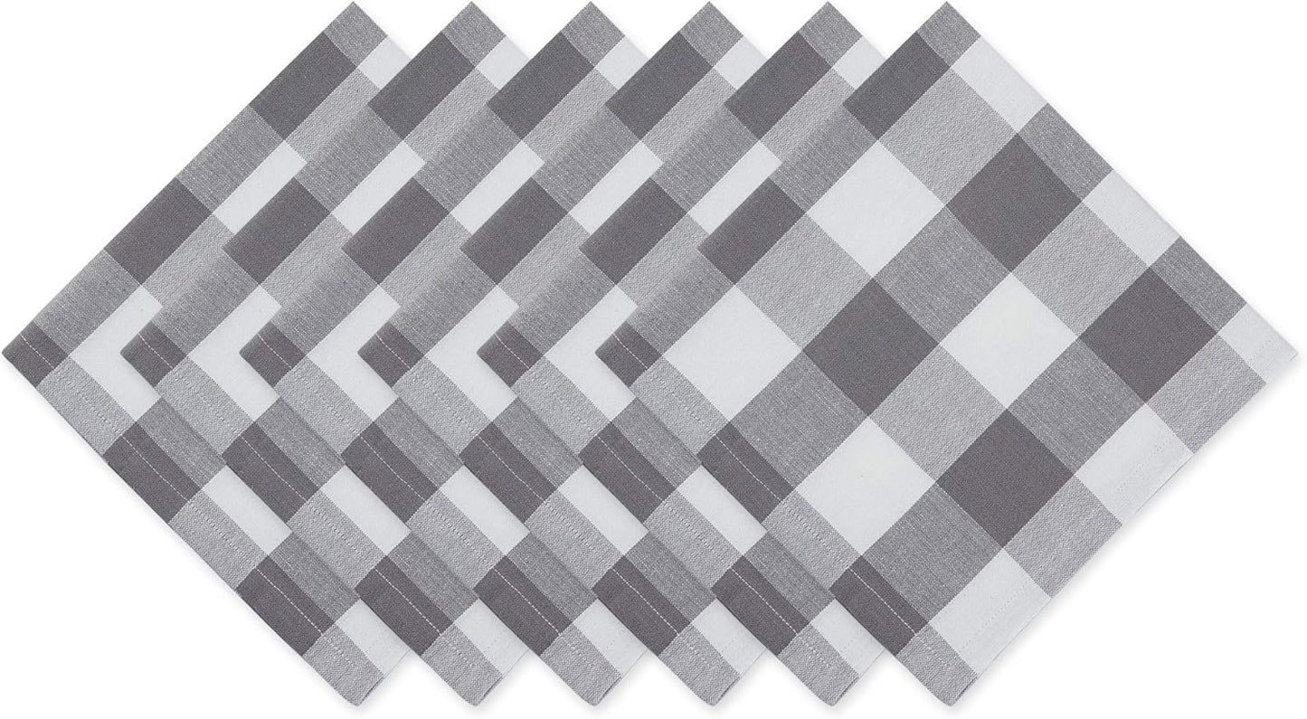 Buffalo Check Collection, Classic Farmhouse Cloth Napkin Set, 20X20, Red & Black, 6 Piece