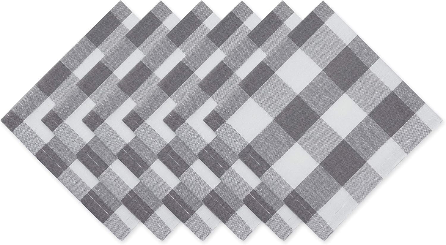 Buffalo Check Collection, Classic Farmhouse Cloth Napkin Set, 20X20, Red & Black, 6 Piece