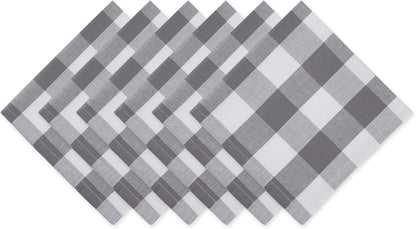 Buffalo Check Collection, Classic Farmhouse Cloth Napkin Set, 20X20, Red & Black, 6 Piece