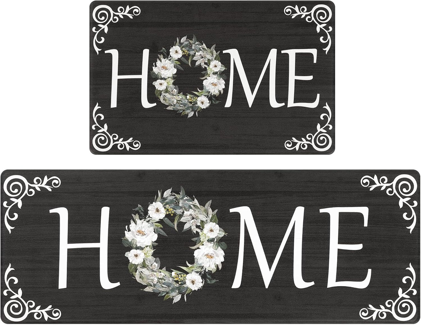 Kitchen Mats for Floor Set of 2 Thick anti Fatigue Mat for Cushioned, Waterproof Non-Slip Rugs Comfort Standing Chef Mat for Kitchen Sink, Laundry Room, Farmhouse Home Decor