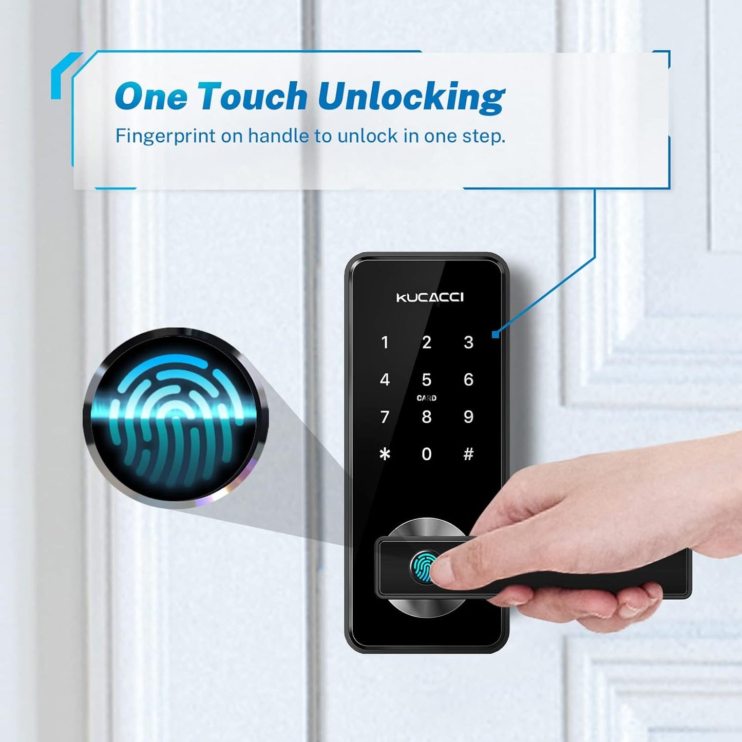 Stainless Steel Smart Door Lock,  Keypad Door Lock with Handle, Biometric Fingerprint Door Lock, Keyless Entry Door Lock, Wifi Smart Locks for Front Door for Home, Hotel, Office