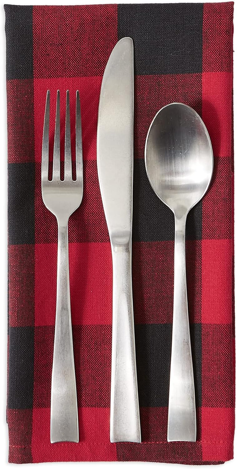 Buffalo Check Collection, Classic Farmhouse Cloth Napkin Set, 20X20, Red & Black, 6 Piece